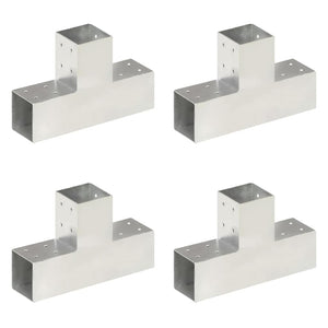 Vidaxl paalverbindingen 4 st t-vorm 81x81 mm gegalvaniseerd metaal