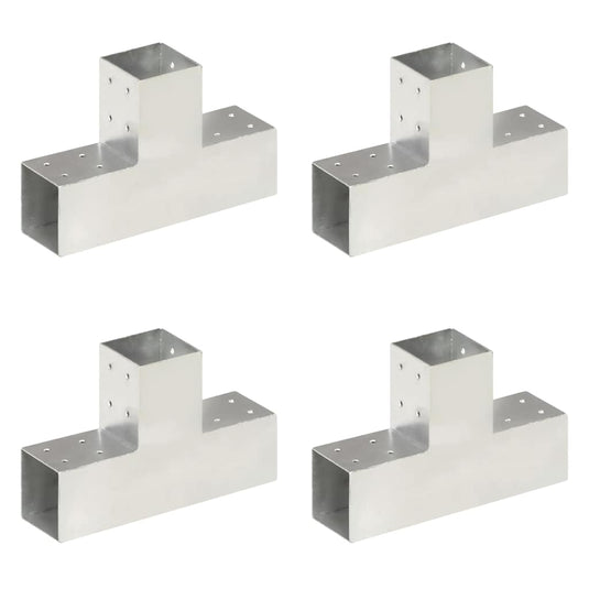 Vidaxl paalverbindingen 4 st t-vorm 81x81 mm gegalvaniseerd metaal