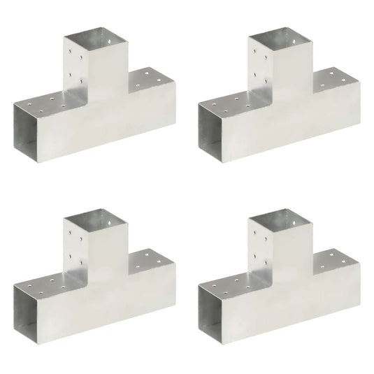 Vidaxl paalverbindingen 4 st t-vorm 81x81 mm gegalvaniseerd metaal