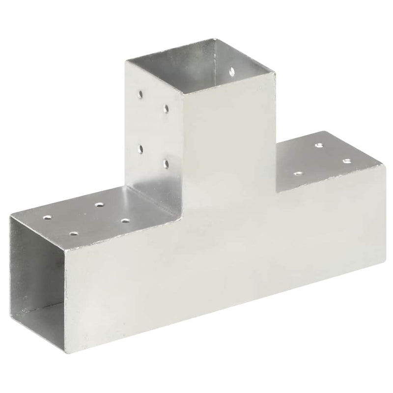 Load image into Gallery viewer, Vidaxl paalverbindingen 4 st t-vorm 81x81 mm gegalvaniseerd metaal

