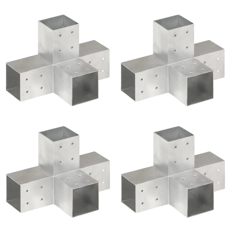 Load image into Gallery viewer, Vidaxl paalverbindingen 4 st x-vorm 81x81 mm gegalvaniseerd metaal
