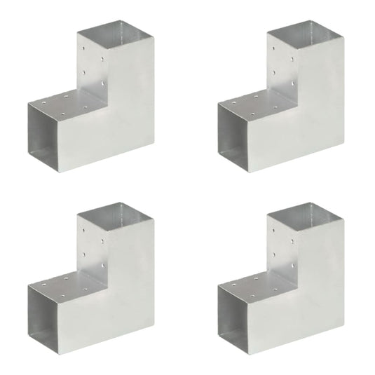 Vidaxl paalverbindingen 4 st l-vorm 91x91 mm gegalvaniseerd metaal