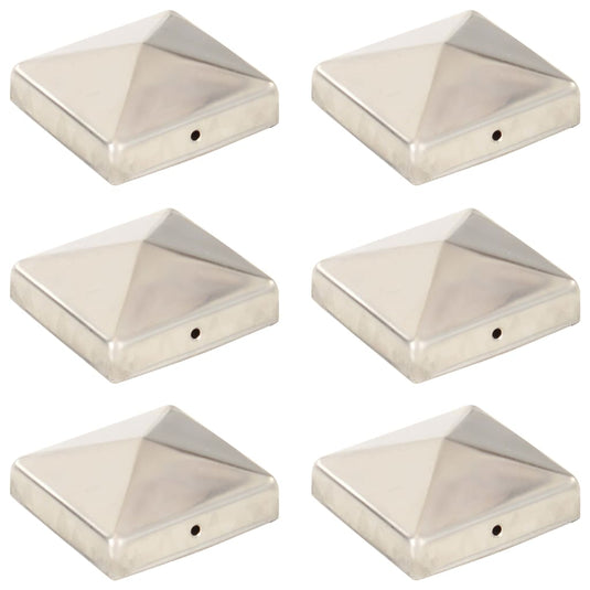 VidaXL Paalkappen 6 st piramide 81x81 mm roestvrij staal