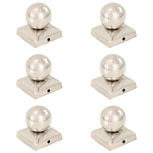 Vidaxl paalkappen 6 st bol 71x71 mm roestvrij staal