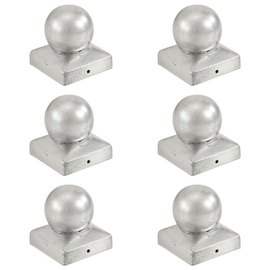 Vidaxl paalkappen 6 st bol 71x71 mm gegalvaniseerd metaal