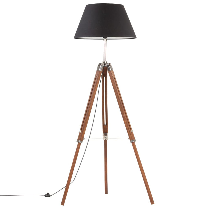 Load image into Gallery viewer, Vidaxl vloerlamp driepoot 141 cm massief teakhout honingbruin en zwart
