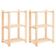 Vidaxl opbergrekken 3-laags 2 st 60x38x90 cm massief grenenhout 150 kg