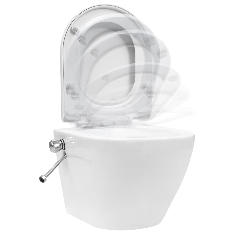 Load image into Gallery viewer, Vidaxl hangend toilet randloos met bidetfunctie keramiek wit
