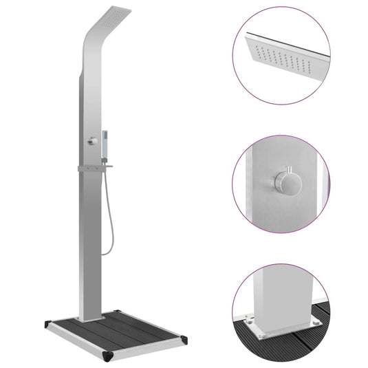 Vidaxl buitendouche met bak hkc roestvrij staal