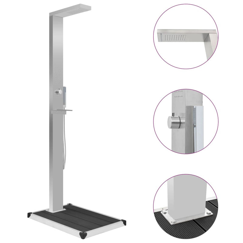 Load image into Gallery viewer, Vidaxl buitendouche met bak hkc roestvrij staal
