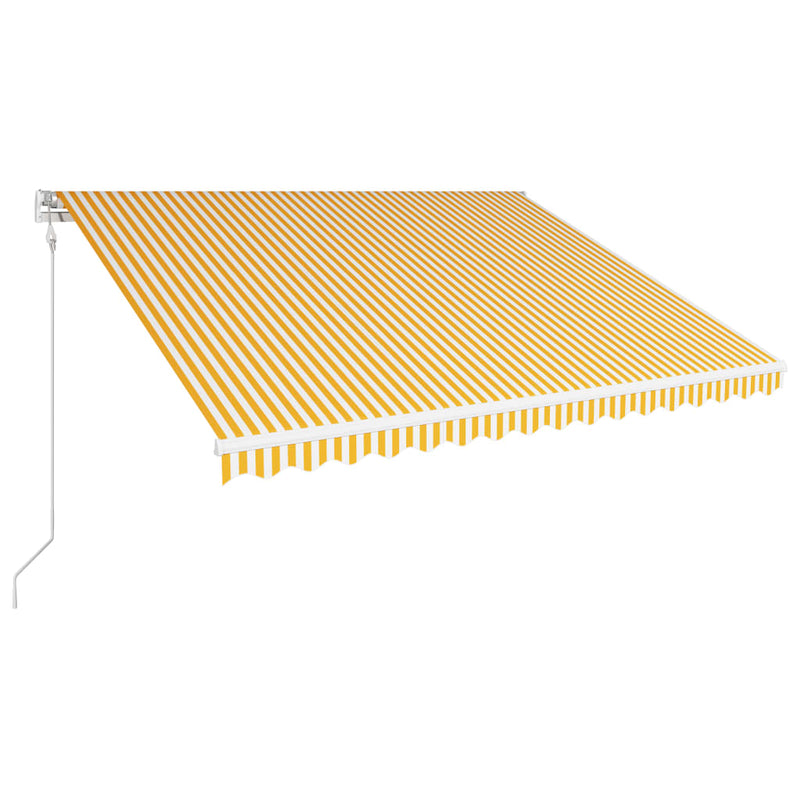 Afbeelding laden in galerijviewer, VidaXL Luifel automatisch uittrekbaar 400x300 cm geel en wit

