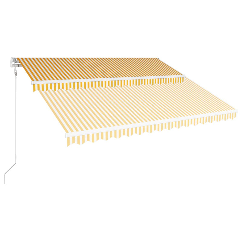 Afbeelding laden in galerijviewer, VidaXL Luifel automatisch uittrekbaar 400x300 cm geel en wit
