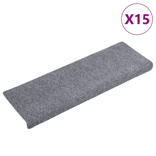 Vidaxl trapmatten zelfklevend 15 stuks 65x21x4 cm lichtgrijs met rechthoekige rand