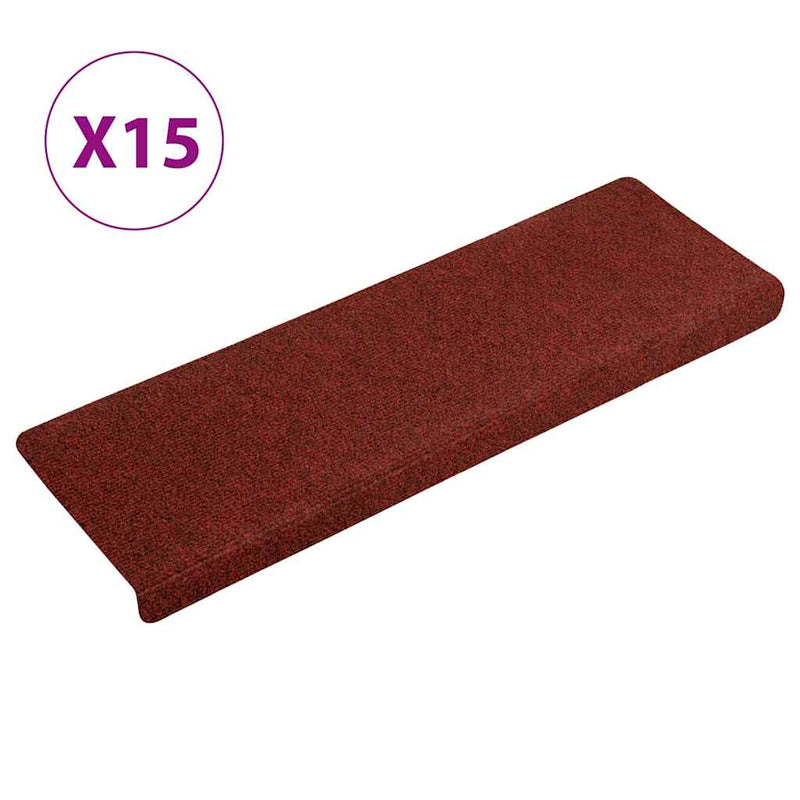 Load image into Gallery viewer, Vidaxl trapmatten zelfklevend 15 stuks 65x21x4 cm bordeaux rood rechthoekige rand
