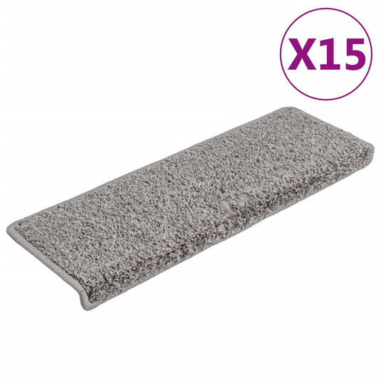 Vidaxl trapmatten 15 st 65x21x4 cm grijs rechthoekige rand
