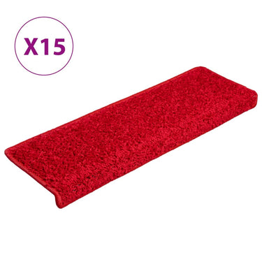 Vidaxl trapmatten 15 st 65x21x4 cm rood rechthoekige rand