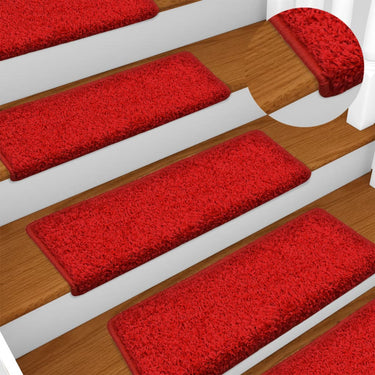 Vidaxl trapmatten 15 st 65x21x4 cm rood rechthoekige rand