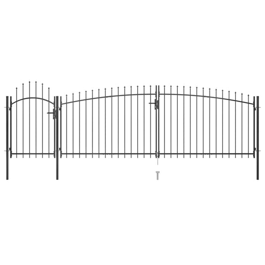 VidaXL Poort met speren bovenkant 5x2 m zwart