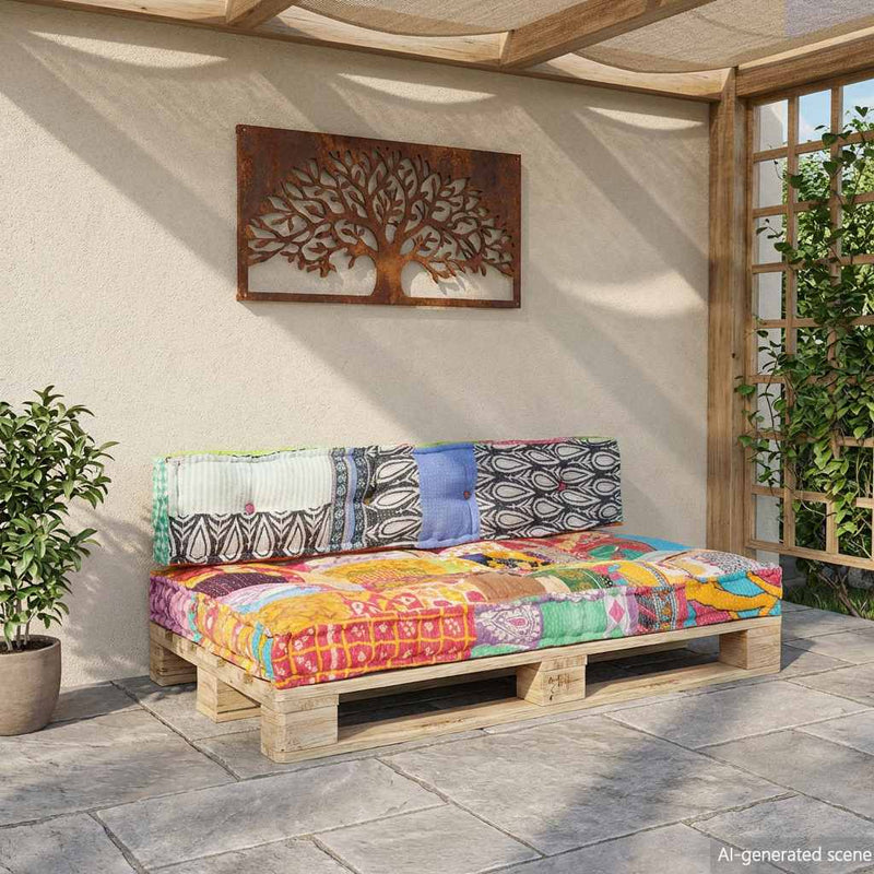 Load image into Gallery viewer, Vidaxl bankkussen pallet stof patchwork meerkleurig
