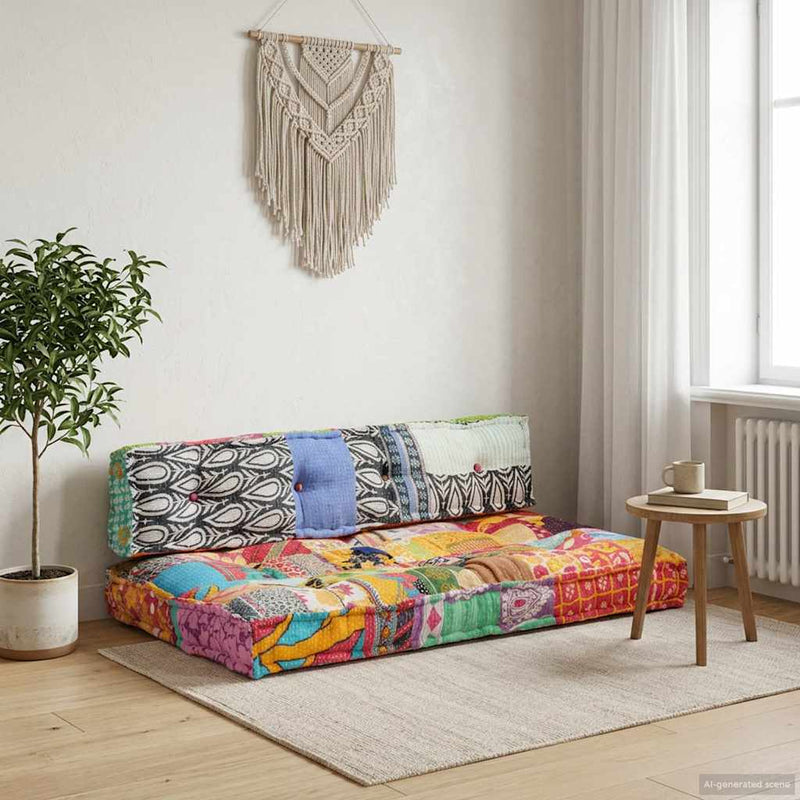 Load image into Gallery viewer, Vidaxl bankkussen pallet stof patchwork meerkleurig

