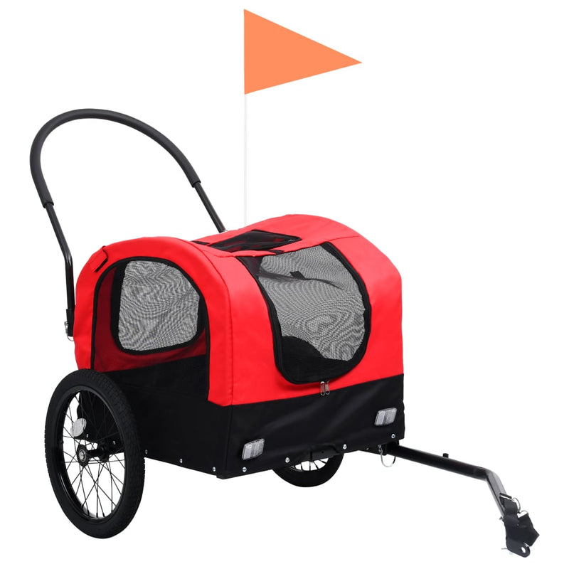 Load image into Gallery viewer, VidaXL Fietstrailer en kinderwagen 2-in-1 rood en zwart
