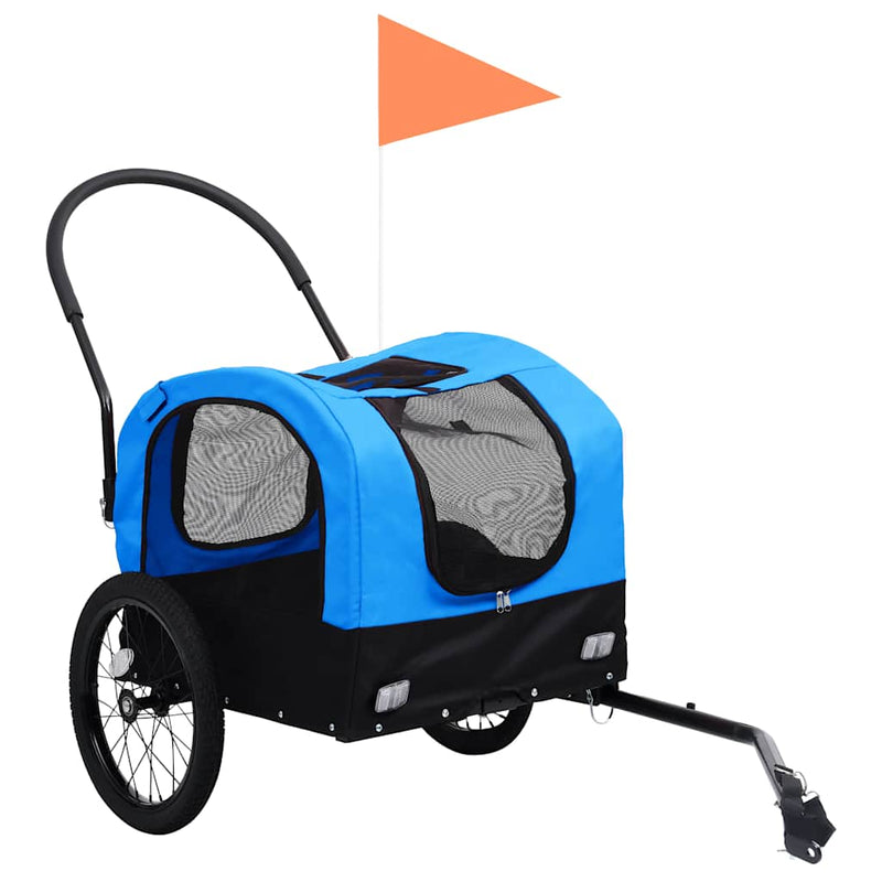 Load image into Gallery viewer, Vidaxl fietstrailer en hondenwagen 2-in-1 blauw en zwart
