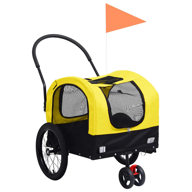 Load image into Gallery viewer, Vidaxl fietstrailer en hondenwagen 2-in-1 geel en zwart
