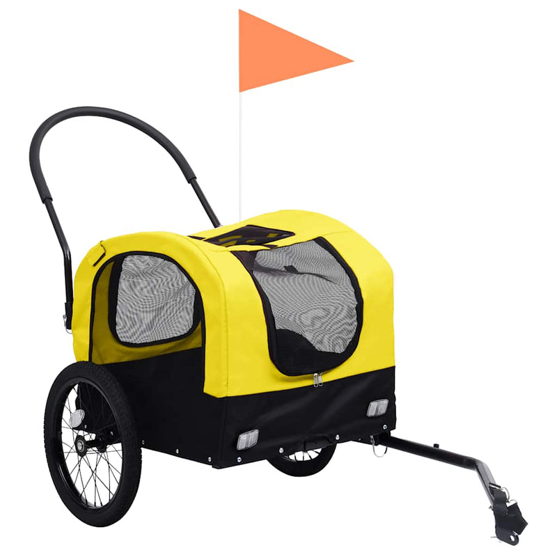Load image into Gallery viewer, Vidaxl fietstrailer en hondenwagen 2-in-1 geel en zwart
