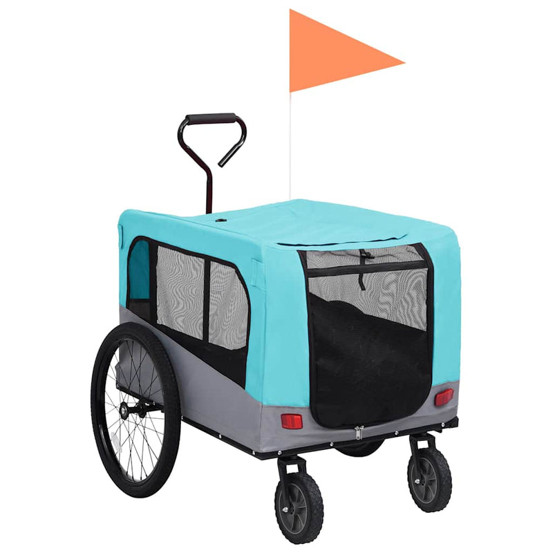 Load image into Gallery viewer, Vidaxl fietstrailer en hondenwagen 2-in-1 blauw en grijs
