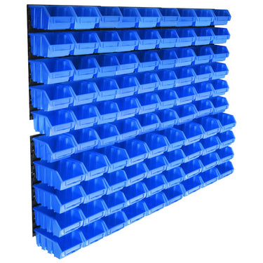 Vidaxl 96-delige opslagbakkenset met wandpanelen blauw