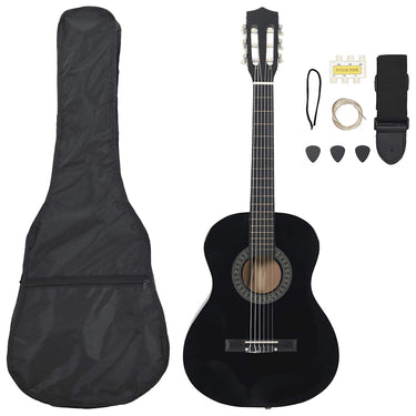 Vidaxl 8-delige gitaarset klassiek beginner 3 4 36 zwart