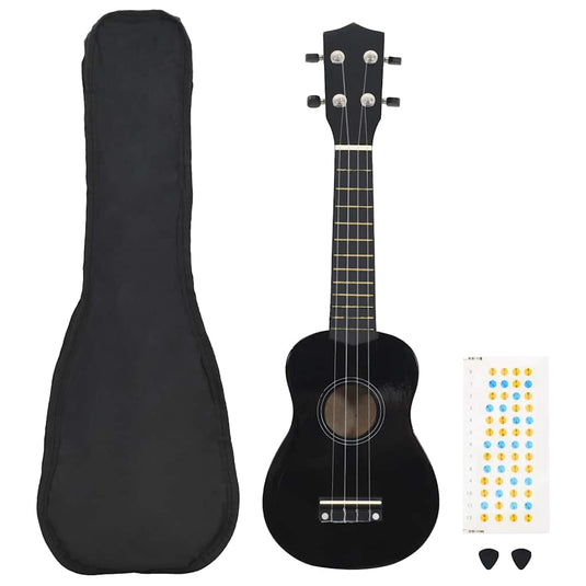 Vidaxl ukuleleset met tas voor kinderen sopraan 21'' zwart