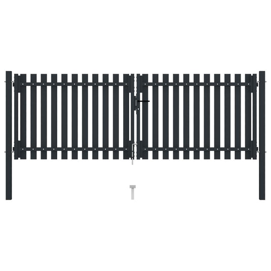 VidaXL Poort dubbel 306x125 cm staal antraciet