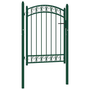 Vidaxl poort met gebogen bovenkant 100x125 cm staal groen