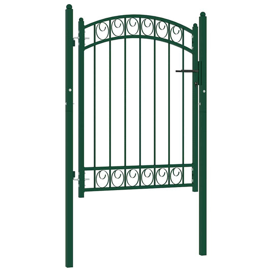 Vidaxl poort met gebogen bovenkant 100x125 cm staal groen