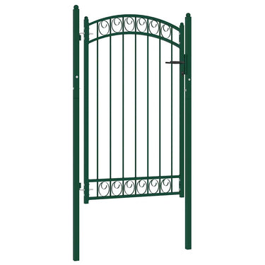 Vidaxl poort met gebogen bovenkant 100x150 cm staal groen