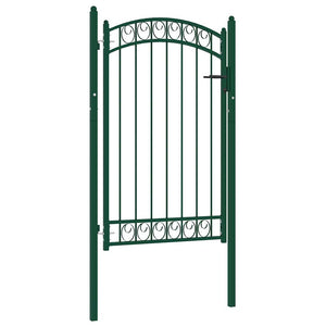 Vidaxl poort met gebogen bovenkant 100x150 cm staal groen