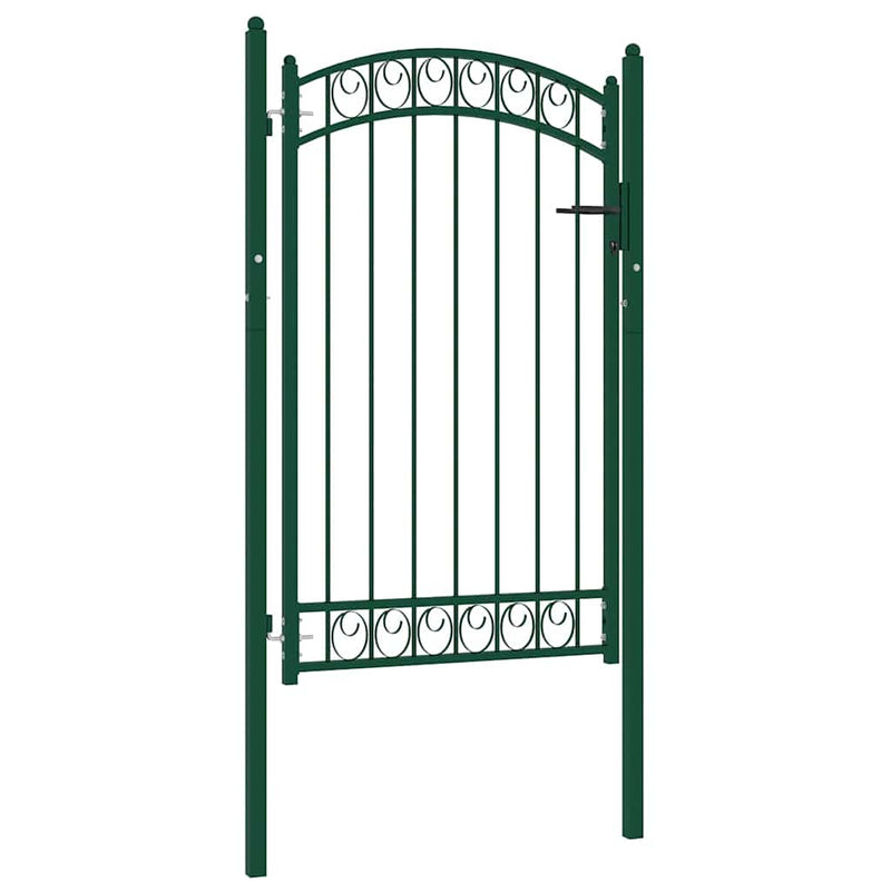 Load image into Gallery viewer, Vidaxl poort met gebogen bovenkant 100x150 cm staal groen
