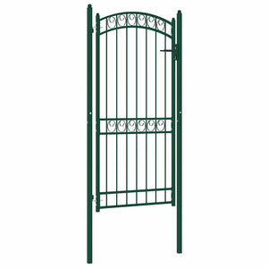 Vidaxl poort met gebogen bovenkant 102x136 cm staal groen