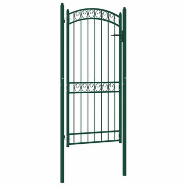 Vidaxl poort met gebogen bovenkant 102x136 cm staal groen