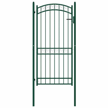 Vidaxl poort met gebogen bovenkant 102x136 cm staal groen