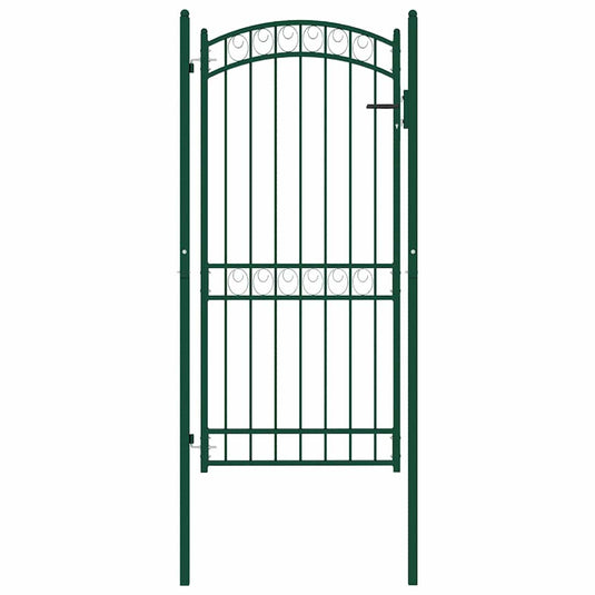 Vidaxl poort met gebogen bovenkant 102x136 cm staal groen