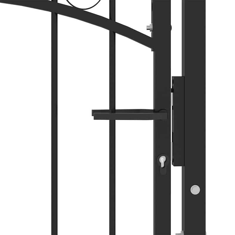 Load image into Gallery viewer, Vidaxl poort met gebogen bovenkant 100x100 cm staal zwart
