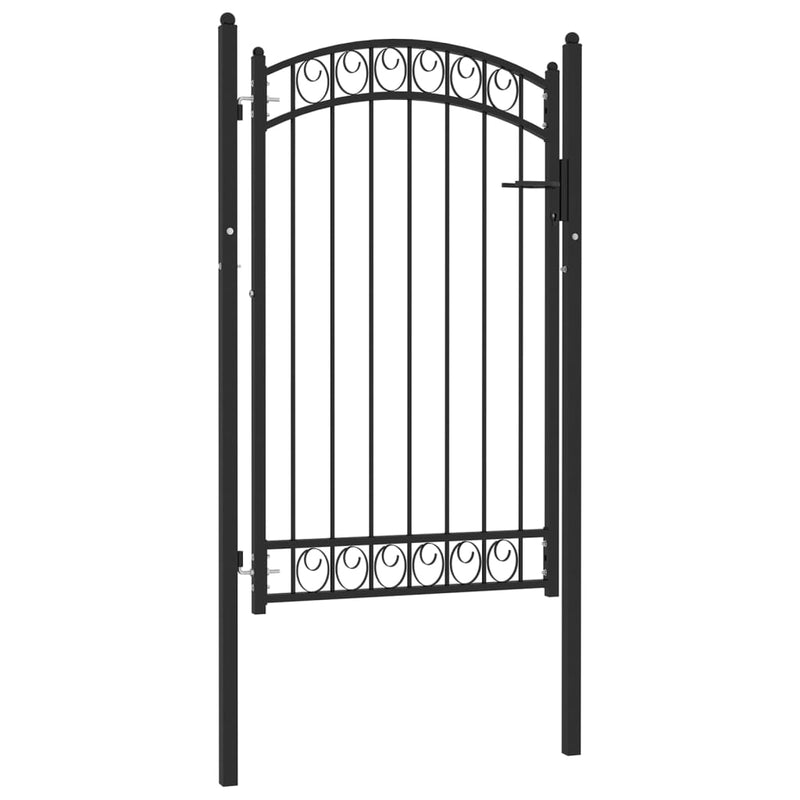 Load image into Gallery viewer, Vidaxl poort met gebogen bovenkant 100x150 cm staal zwart

