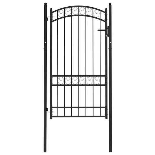 Vidaxl poort met gebogen bovenkant 100x175 cm staal zwart