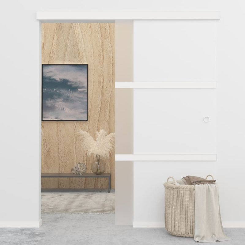 Load image into Gallery viewer, VidaXL Schuifdeur 102,5x205 cm ESG-glas en aluminium zilverkleurig

