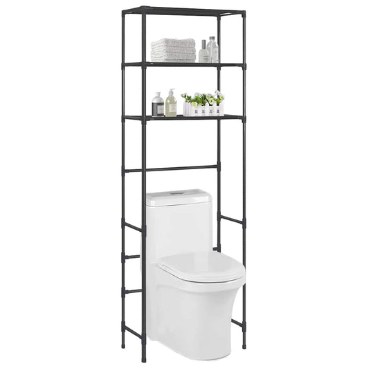 Vidaxl opbergrek voor boven toilet 3-laags 53x28x169 cm zwart