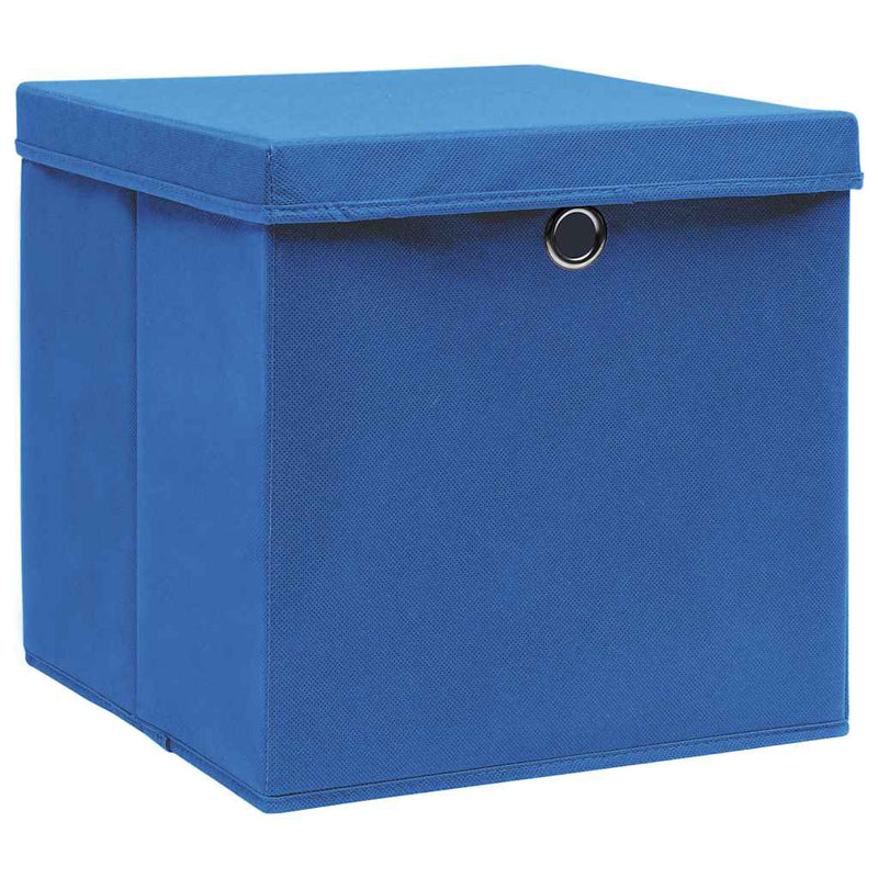 Afbeelding laden in galerijviewer, Vidaxl opbergboxen met deksel 4 st 32x32x32 cm stof blauw
