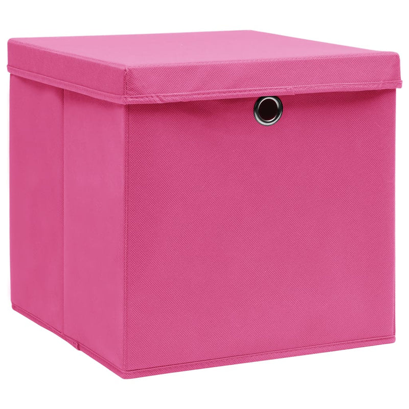 Load image into Gallery viewer, Vidaxl opbergboxen met deksel 10 st 32x32x32 cm stof roze
