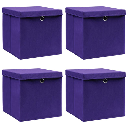Vidaxl opbergboxen met deksel 4 st 32x32x32 cm stof paars